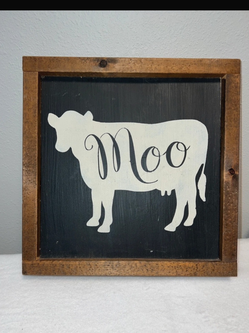 Rustic Farmhouse Wood Framed Moo Cow Sign Wall Decor